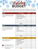 Holiday Budgeting Worksheet form