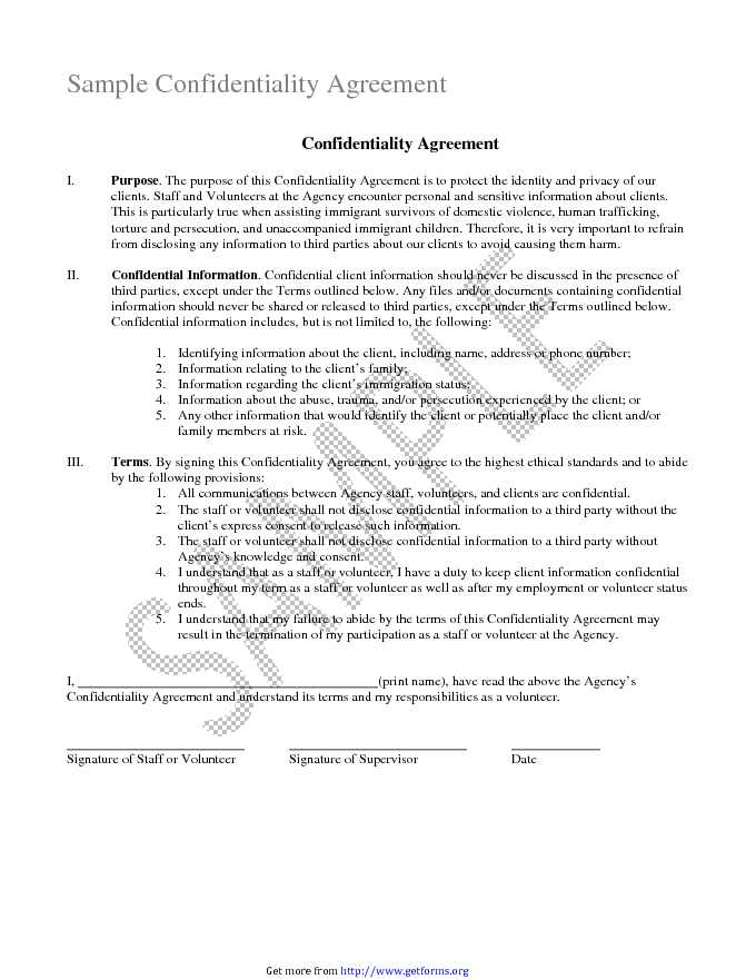 Confidentiality Agreement Sample 2