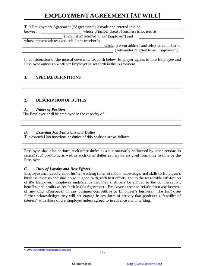 Employment Agreement Sample 2