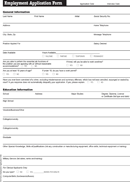 Employment Application Form form