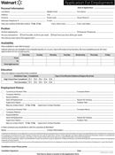 WalMart Application Form form