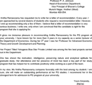Personal Letters of Recommendation form