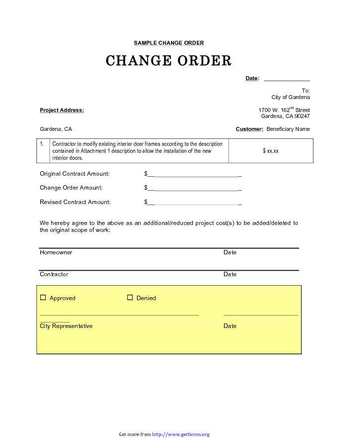 Change Order Sample