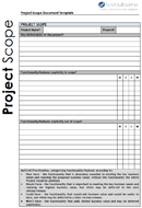 Project Scope Document Template form