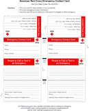 American red Cross Emergency Contact Card form