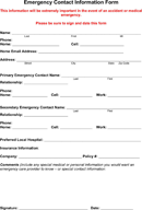 Emergency Contact Form 1 form
