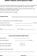 Sample Annual Leave Request Form form