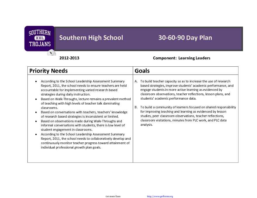 Southern High School 30-60-90 Day Plan