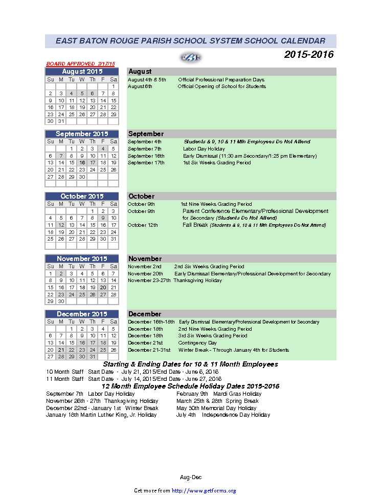 Calendar of Events Template