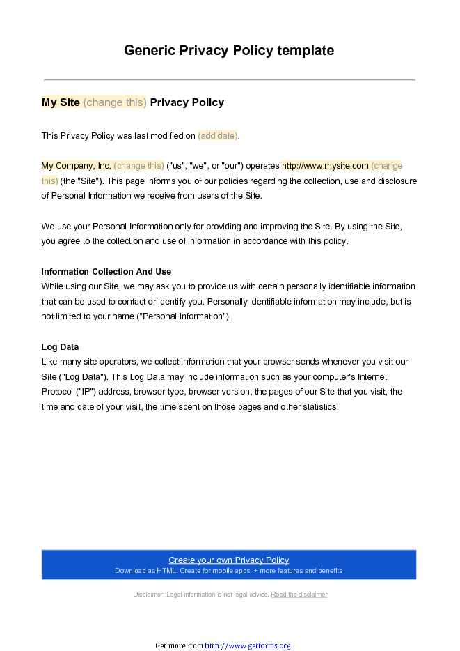 Sample Privacy Policy 1