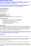 Sample Company Profile form