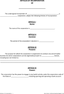 Articles of Incorporation Template 1 form