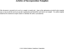 Articles of Incorporation Template 2 form