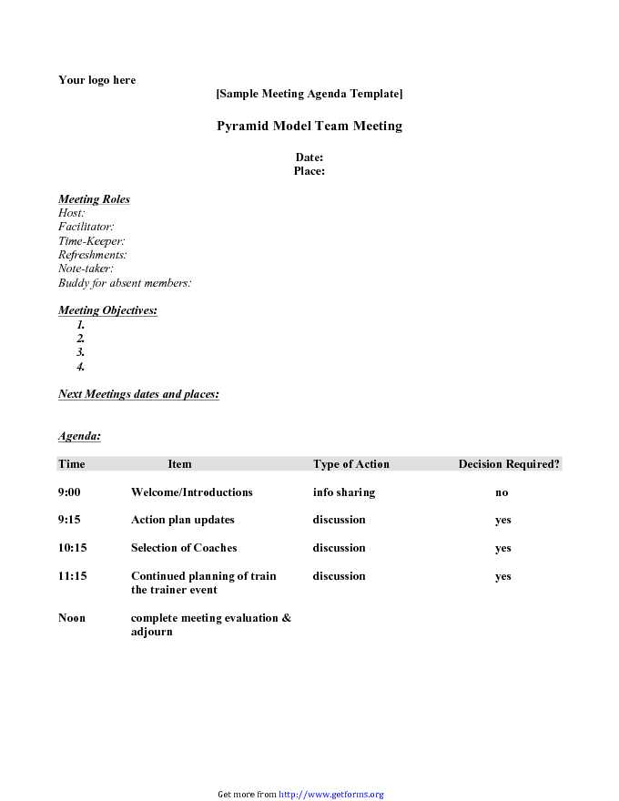 Meeting Itinerary Template