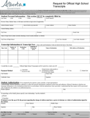 Request for Official High School Transcripts form