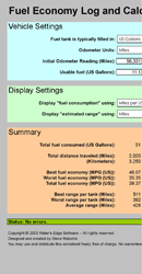 Car Mileage Calculator Excel form