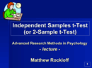 Independent Samples T-Test (Or 2-Sample T-Test) form