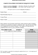 Parent-Teacher Conference Request Form form