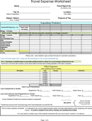 Travel Expense Worksheet form