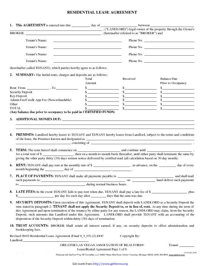 Residential Lease Agreement Template