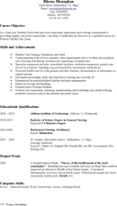 Sample CV (Nursing) form