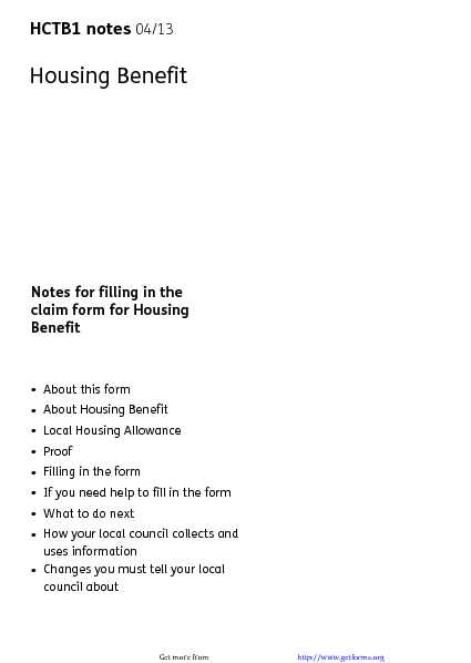 Housing Benefit Claim Form