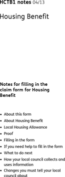 Housing Benefit Claim Form form