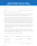 General Release Form for a Minor form