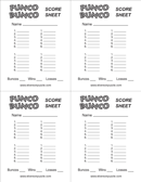 Bunco Score Sheets form