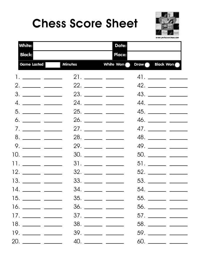 Chess Score Sheet 1