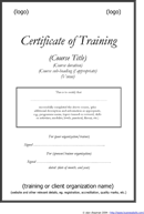 Certificate of Training 1 form