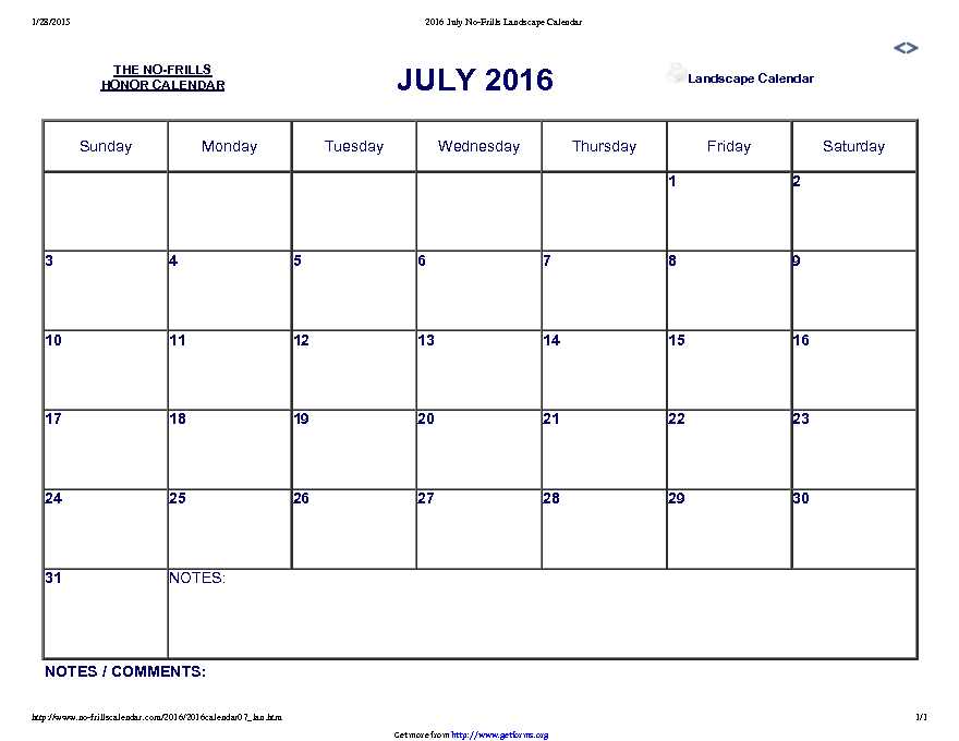 July 2016 Calendar 2