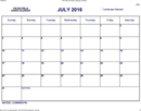 July 2016 Calendar 2 form