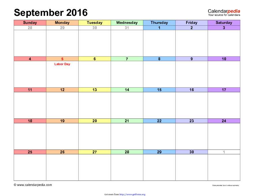 September 2016 Calendar 1