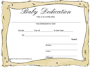 Baby Dedication Certificate form
