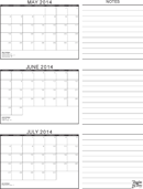 2014 Calendar Three Months Per Page 2 form