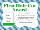 Boys First Hair cut Award Printable form