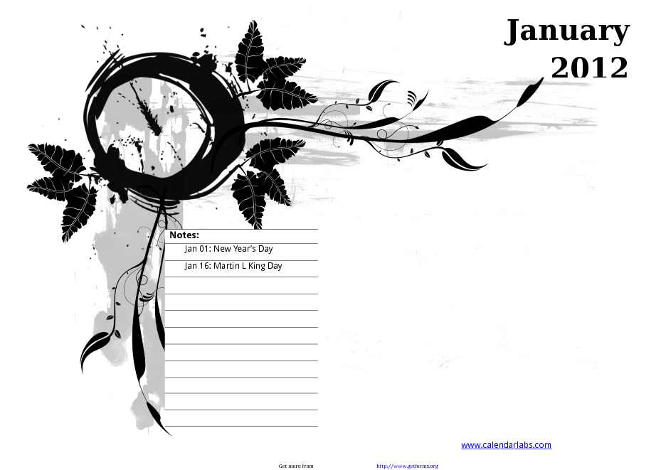 2012 Monthly Templates With Us Holidays and Picture Background