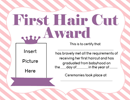 Girls First Hair cut Award Printable form