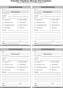 Telephone Message Pad Templates form