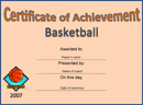 Certificate of Achievement - Basketball form
