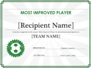 Most Improved Player Certificate (Editable Title) form