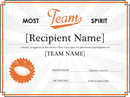 Team Spirit Award Certificate form