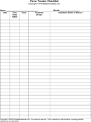 Fever Tracker Checklist form