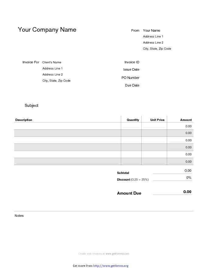 Blank Invoice Template 1