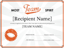 Team Spirit Award Certificate Word form