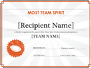Team Spirit Certificate form