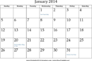 January 2014 Calendar 2 form