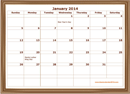 January 2014 Calendar 3 form