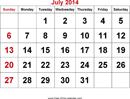 July 2014 Calendar 3 form